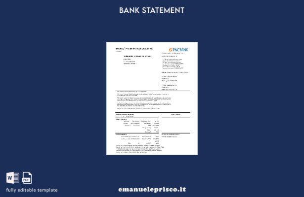 Modello Excel di estratto conto bancario PNC USA in stile verificato
